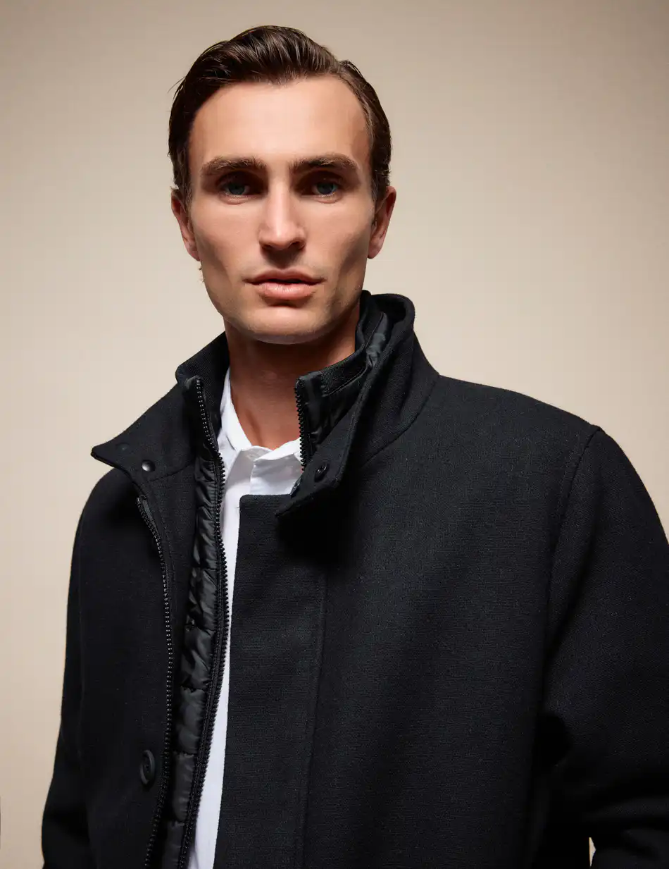 Splendid Ανδρικό demi παλτό με γιακά 54-201-106 BLACK