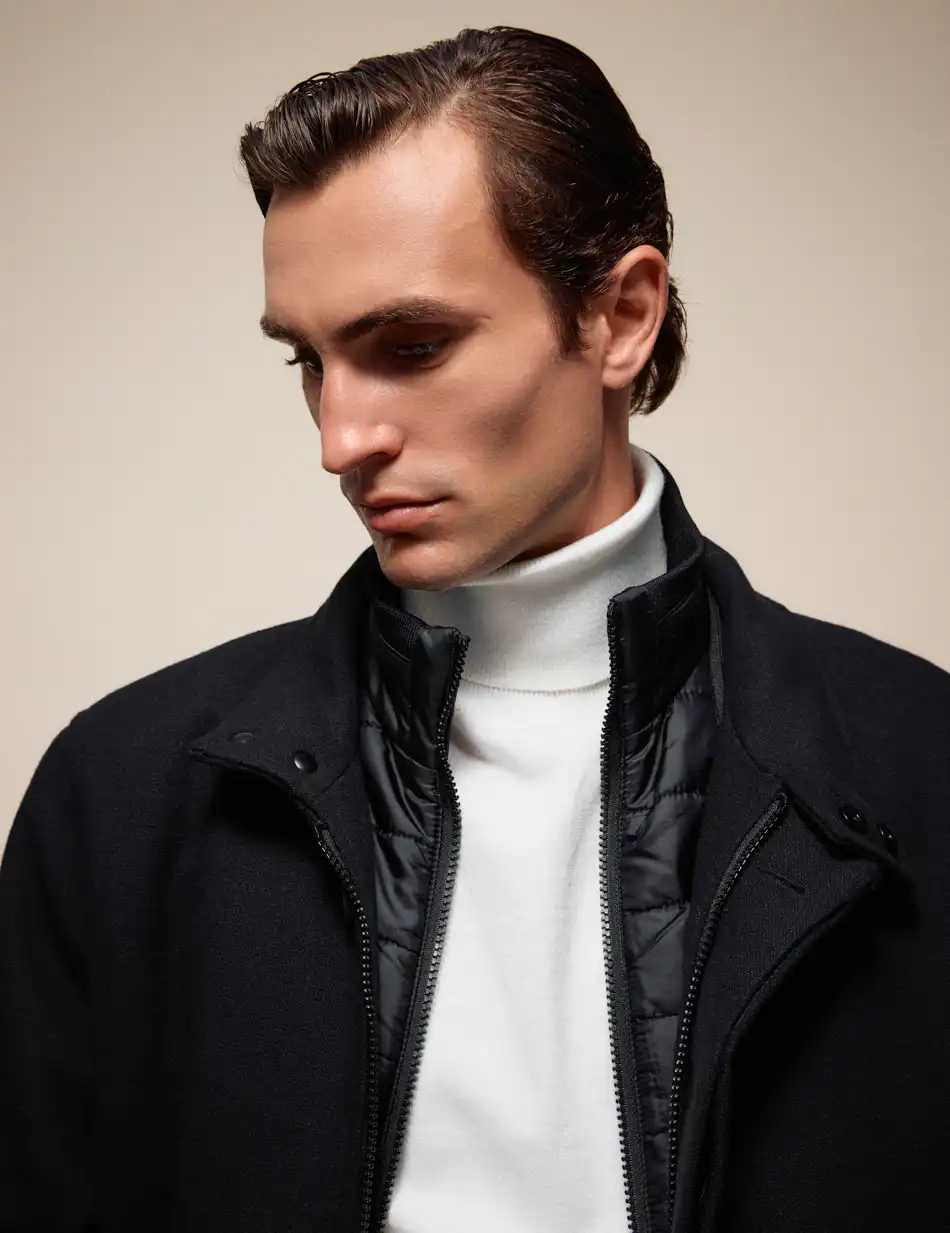 Splendid Ανδρικό demi παλτό με γιακά 54-201-106 BLACK