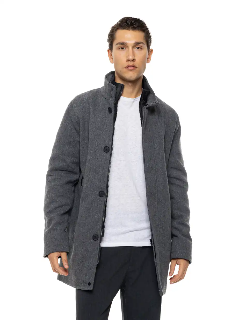 Splendid Ανδρικό demi παλτό με γιακά 54-201-106 DK GREY