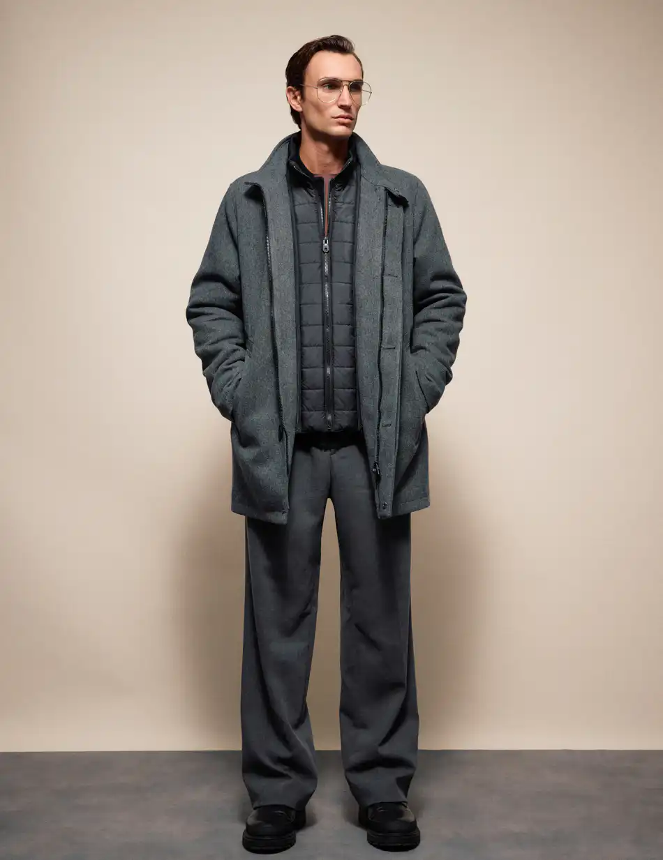 Splendid Ανδρικό demi παλτό με γιακά 54-201-106 DK GREY