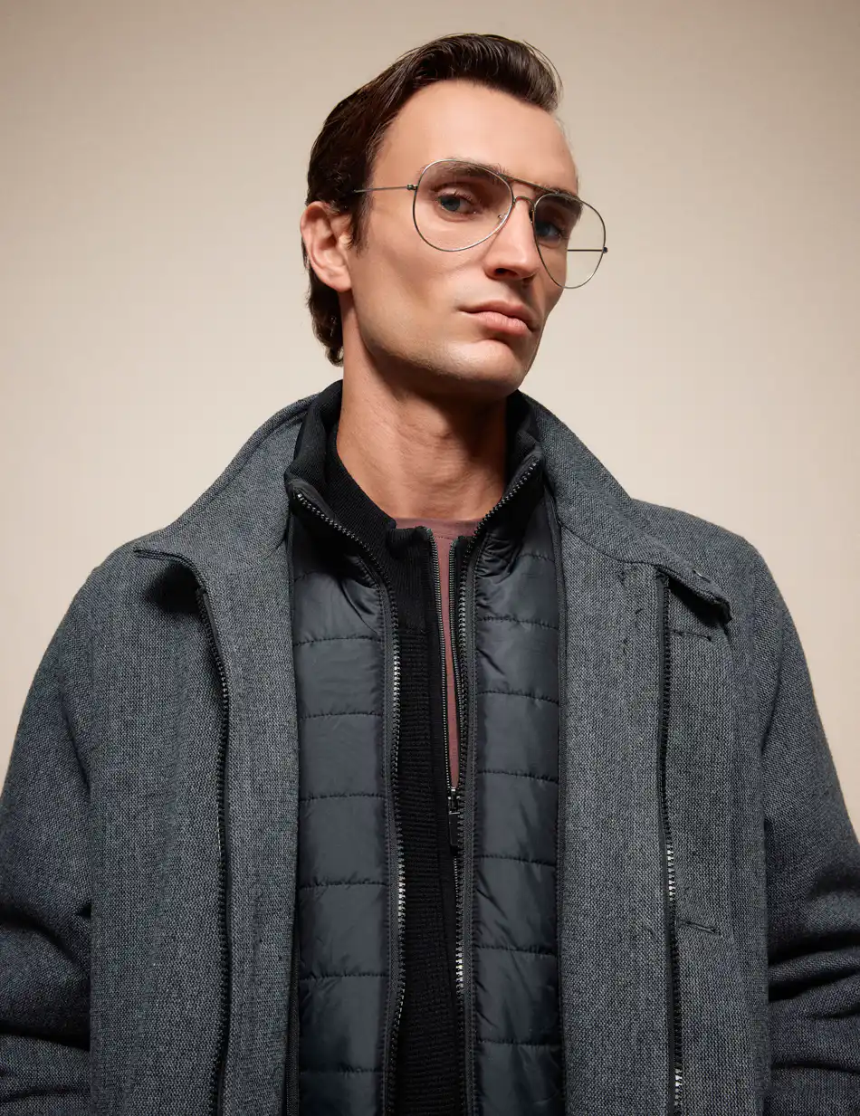 Splendid Ανδρικό demi παλτό με γιακά 54-201-106 DK GREY