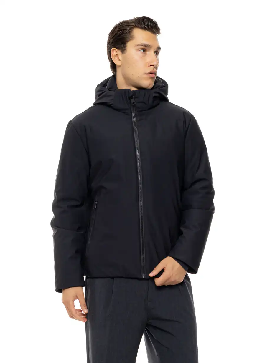 Biston Ανδρικό κοντό μπουφάν με κουκούλα 54-201-108 BLACK