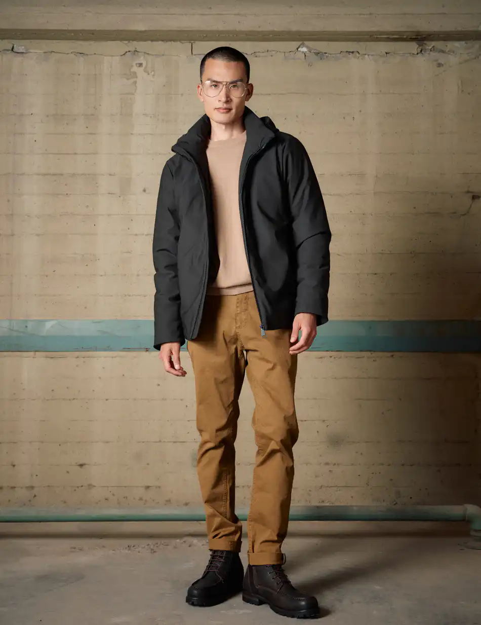 Biston Ανδρικό κοντό μπουφάν με κουκούλα 54-201-108 DK GREEN