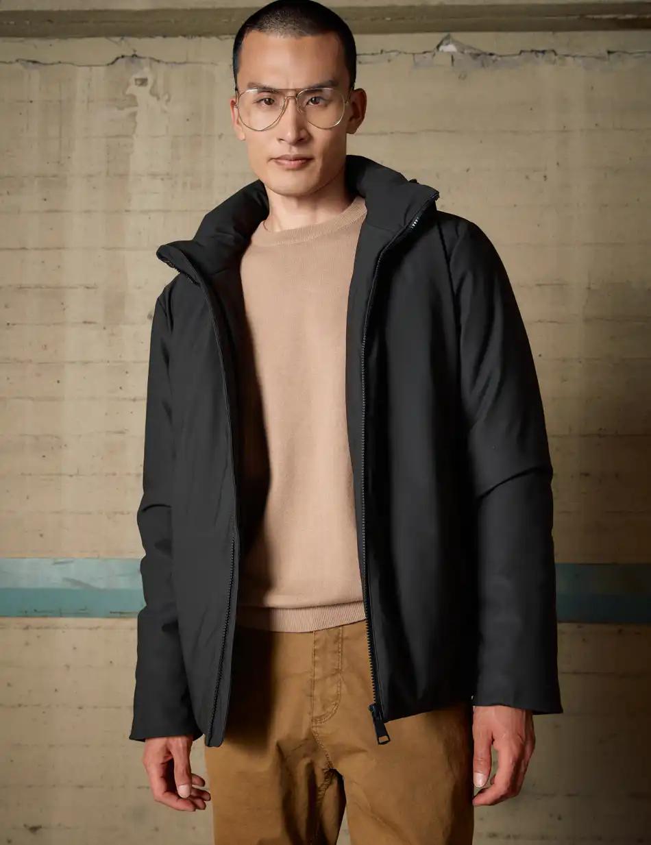 Biston Ανδρικό κοντό μπουφάν με κουκούλα 54-201-108 DK GREEN