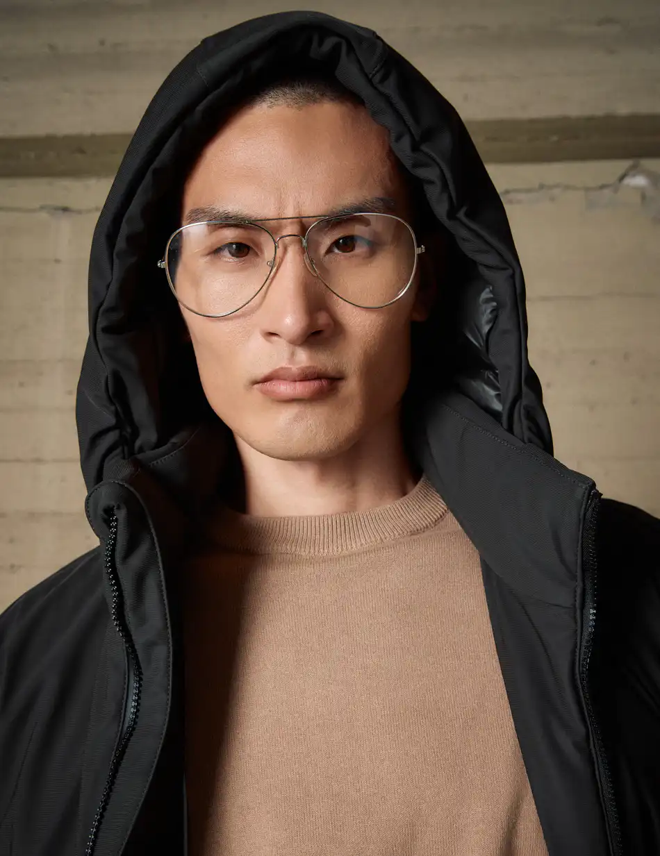 Biston Ανδρικό κοντό μπουφάν με κουκούλα 54-201-108 DK GREEN