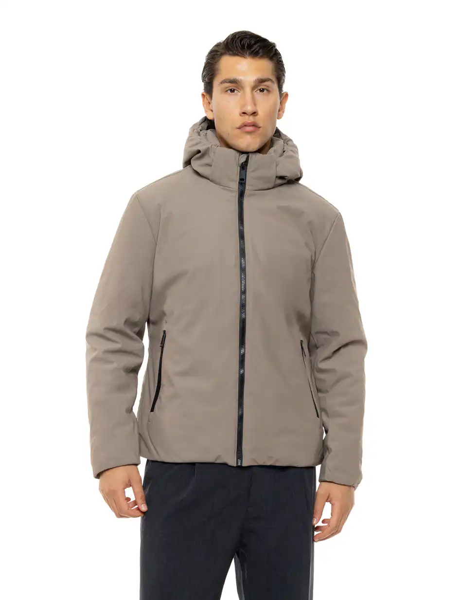 Biston Ανδρικό κοντό μπουφάν με κουκούλα 54-201-108 DK BEIGE