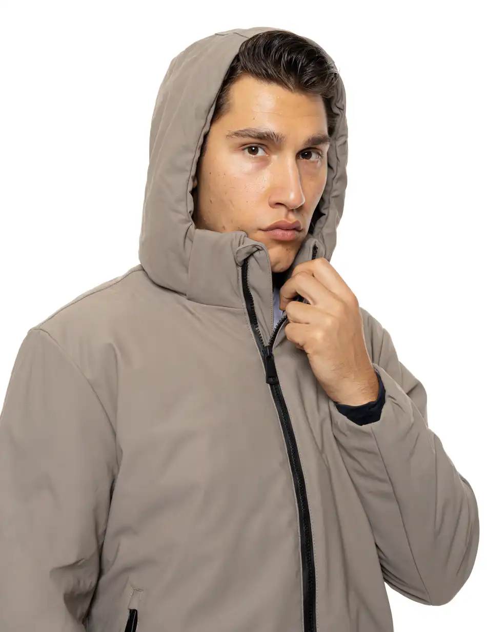 Biston Ανδρικό κοντό μπουφάν με κουκούλα 54-201-108 DK BEIGE