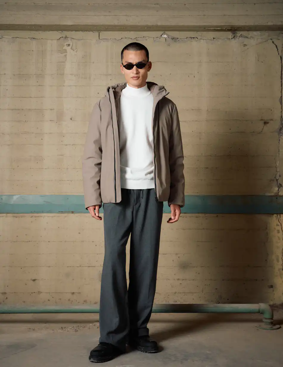 Biston Ανδρικό κοντό μπουφάν με κουκούλα 54-201-108 DK BEIGE