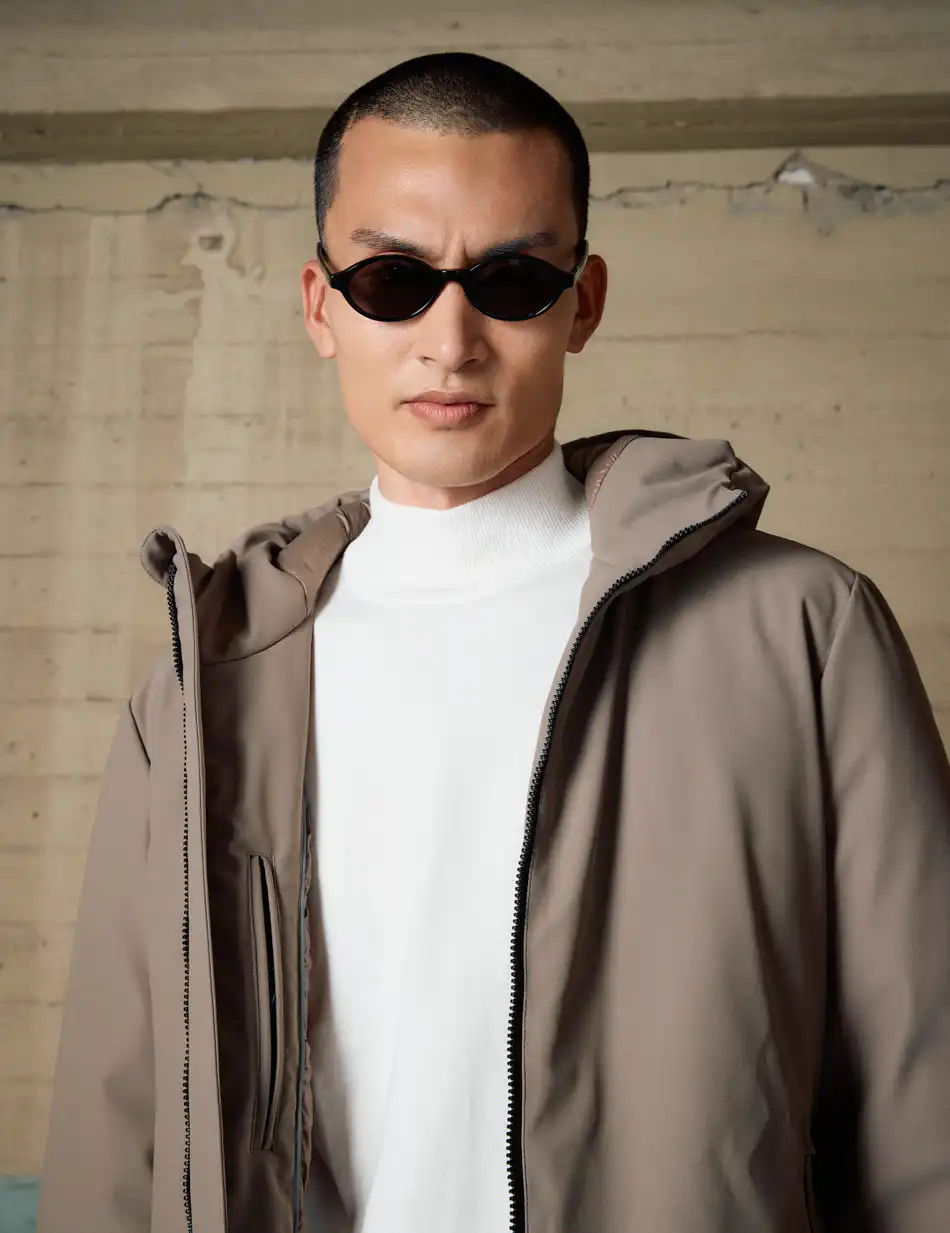 Biston Ανδρικό κοντό μπουφάν με κουκούλα 54-201-108 DK BEIGE