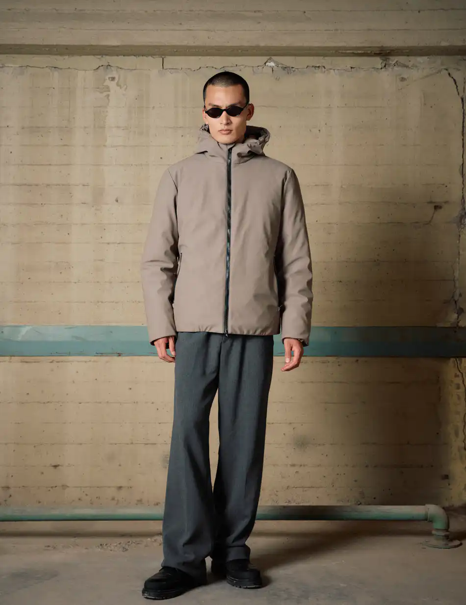 Biston Ανδρικό κοντό μπουφάν με κουκούλα 54-201-108 DK BEIGE