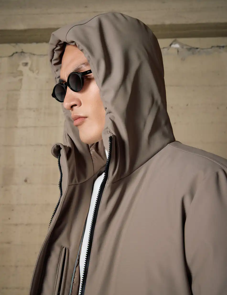 Biston Ανδρικό κοντό μπουφάν με κουκούλα 54-201-108 DK BEIGE