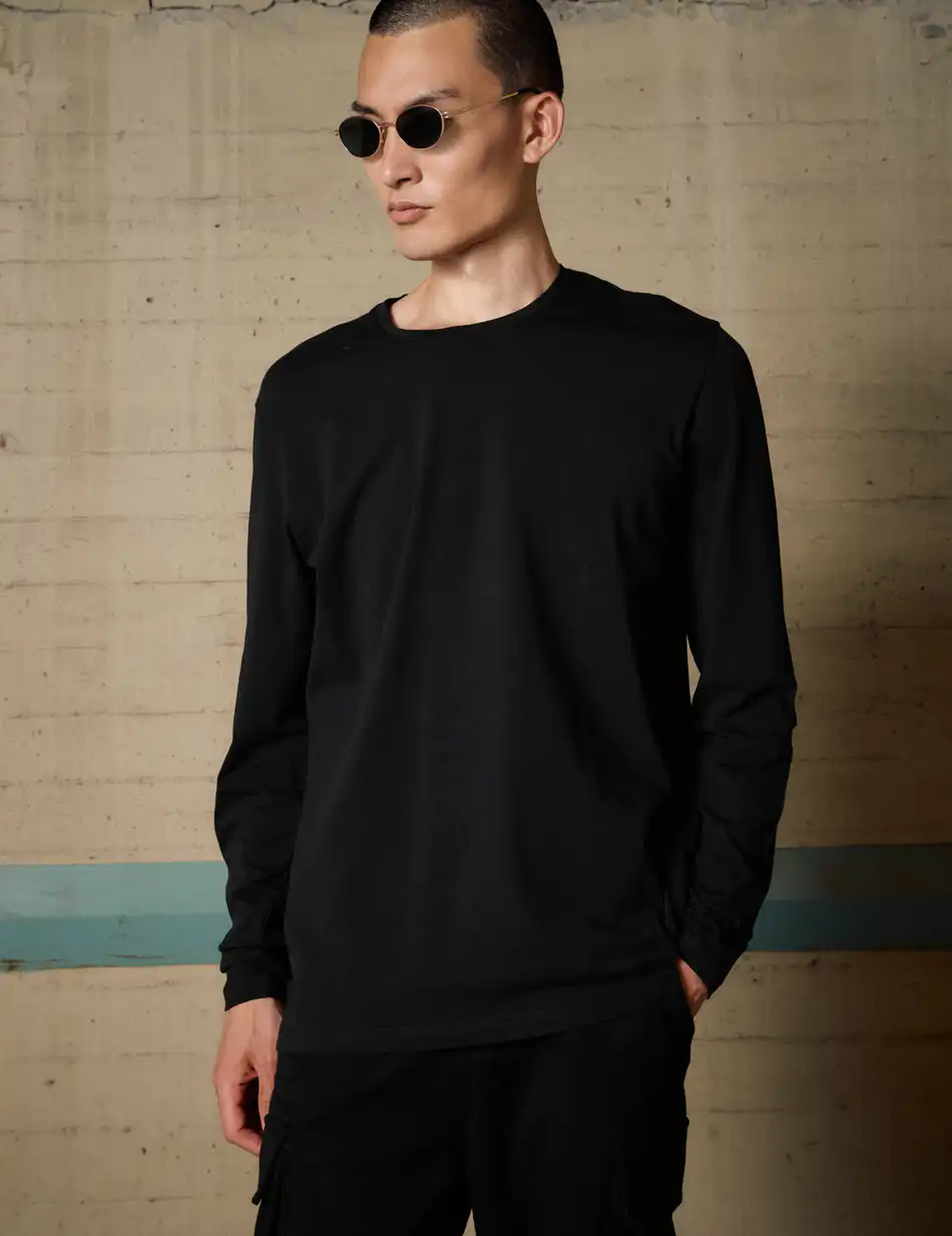 Smart Ανδρική μακρυμάνικη basic μπλούζα 54-206-002 BLACK