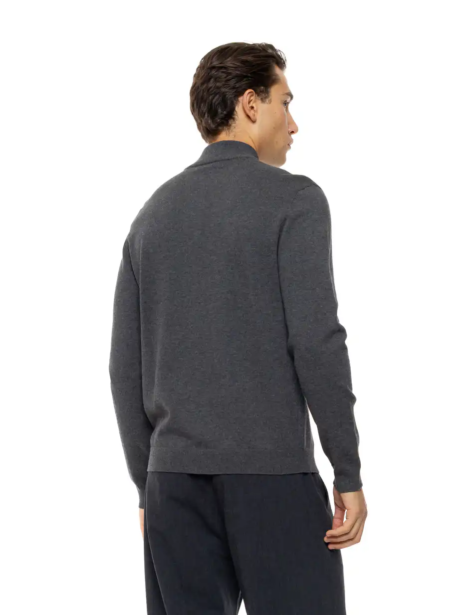 Biston Ανδρική πλεκτή ζακέτα με όρθιο λαιμό και φερμουάρ 54-206-010 DK GREY