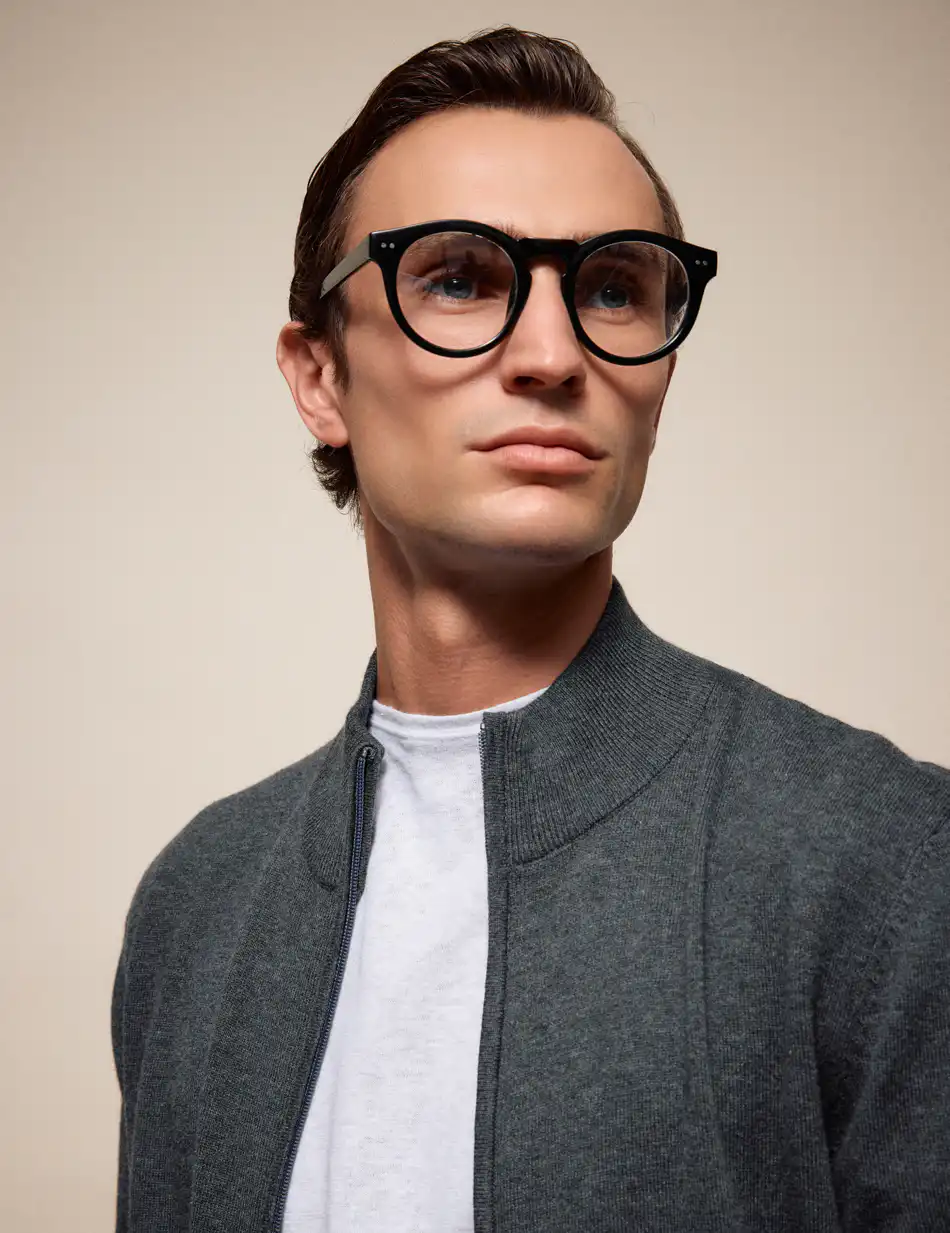 Biston Ανδρική πλεκτή ζακέτα με όρθιο λαιμό και φερμουάρ 54-206-010 DK GREY