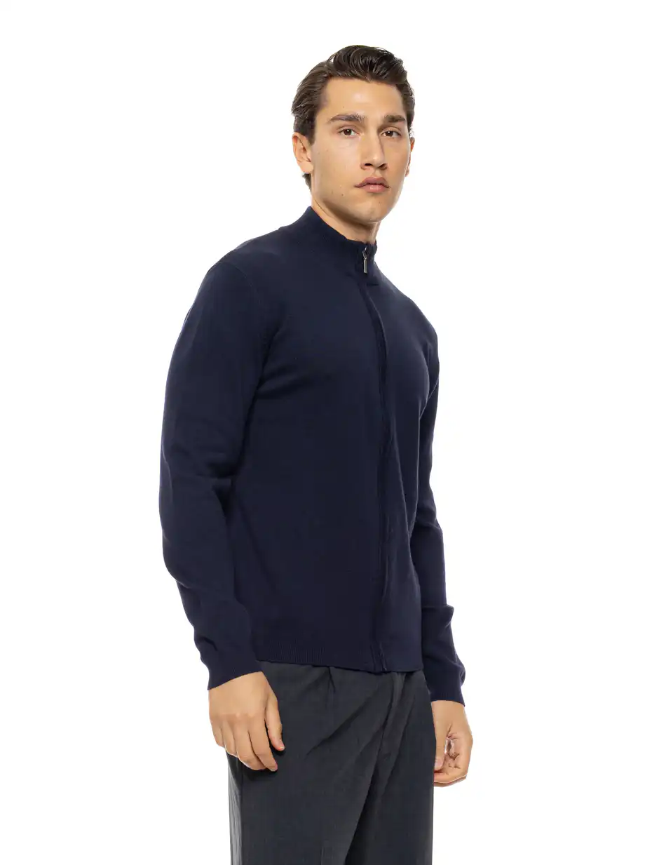 Biston Ανδρική πλεκτή ζακέτα με  όρθιο λαιμό και φερμουάρ 54-206-010 NAVY