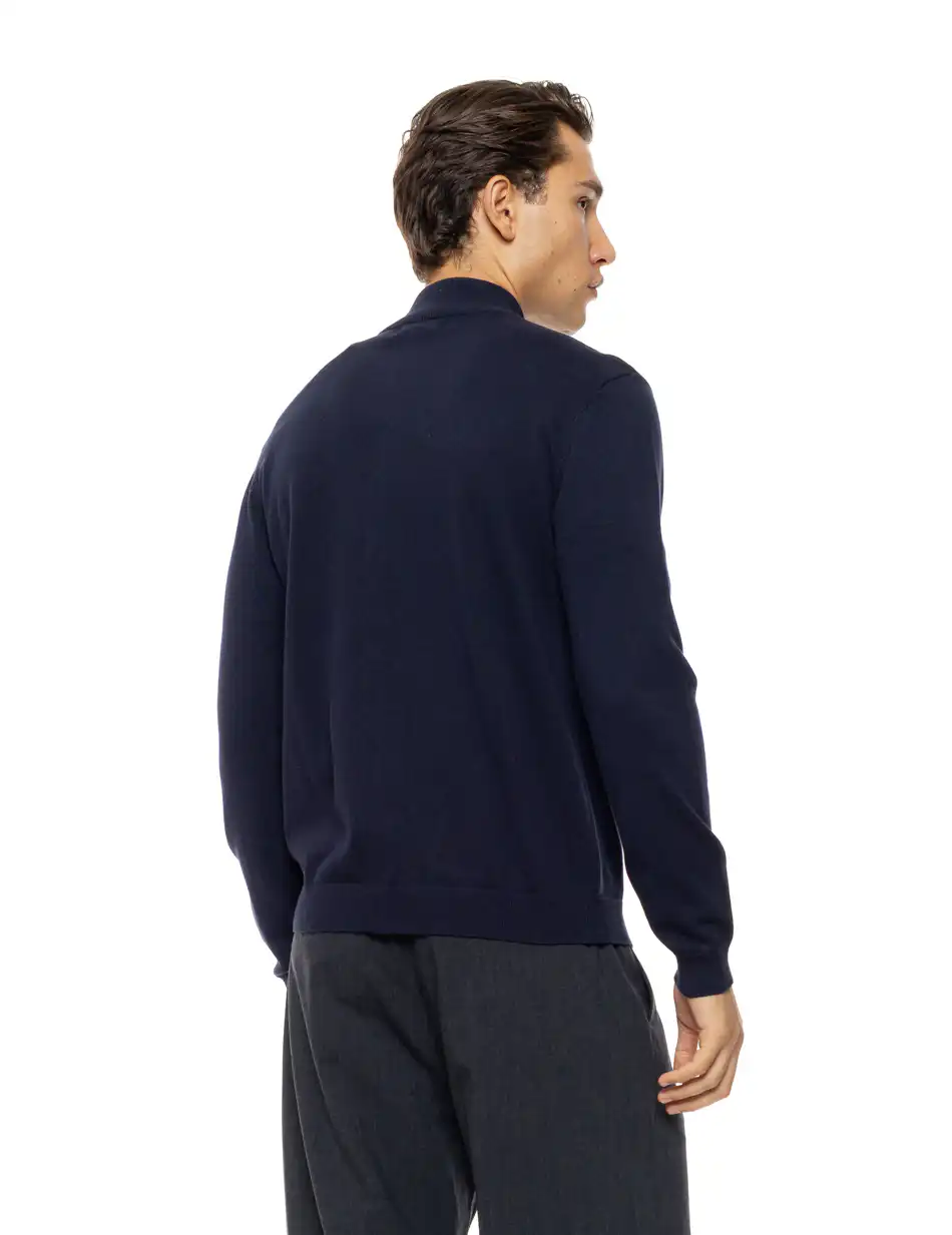 Biston Ανδρική πλεκτή ζακέτα με όρθιο λαιμό και φερμουάρ 54-206-010 NAVY