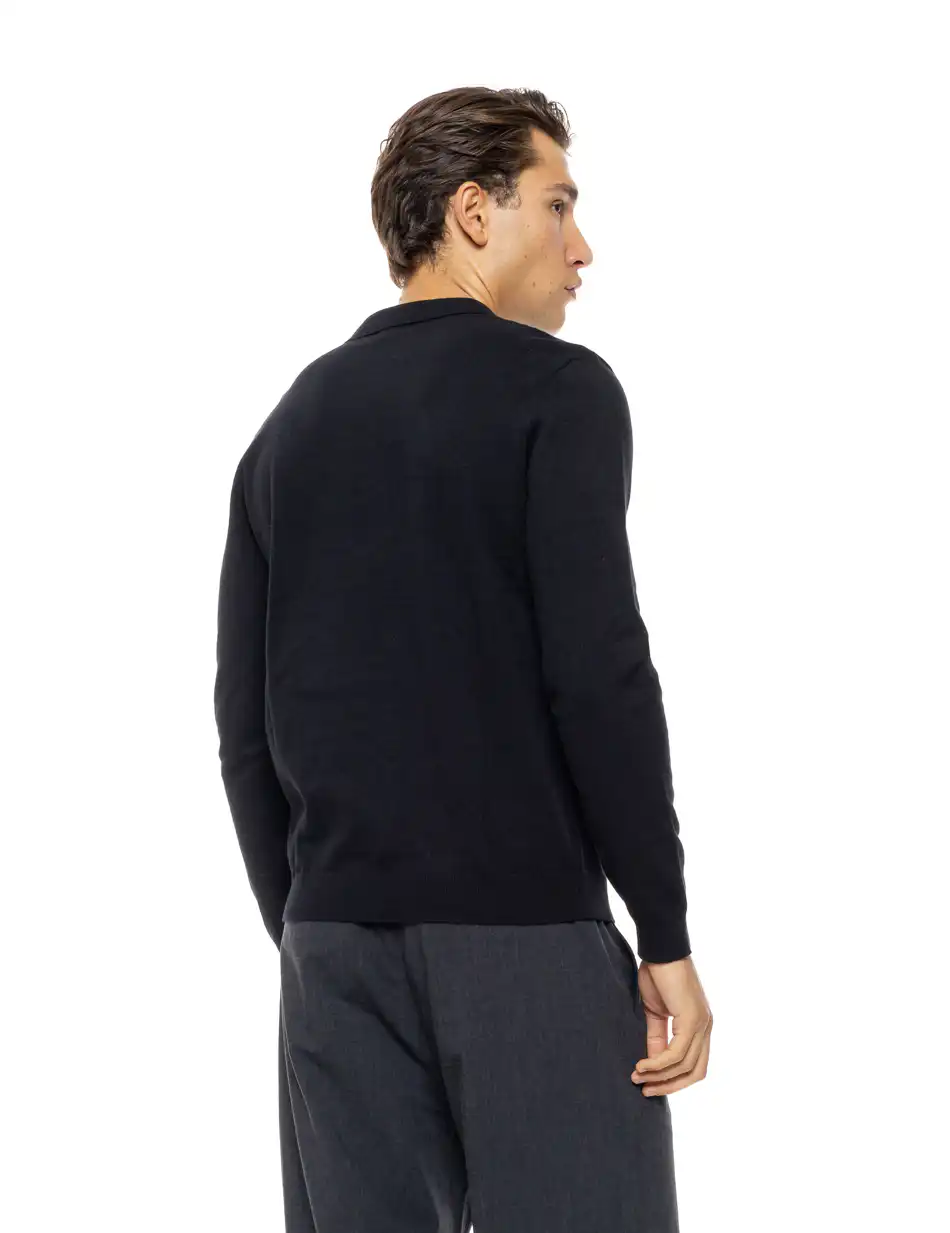 Biston Ανδρική πλεκτή μπλούζα με γιακά και φερμουάρ 54-206-012 BLACK