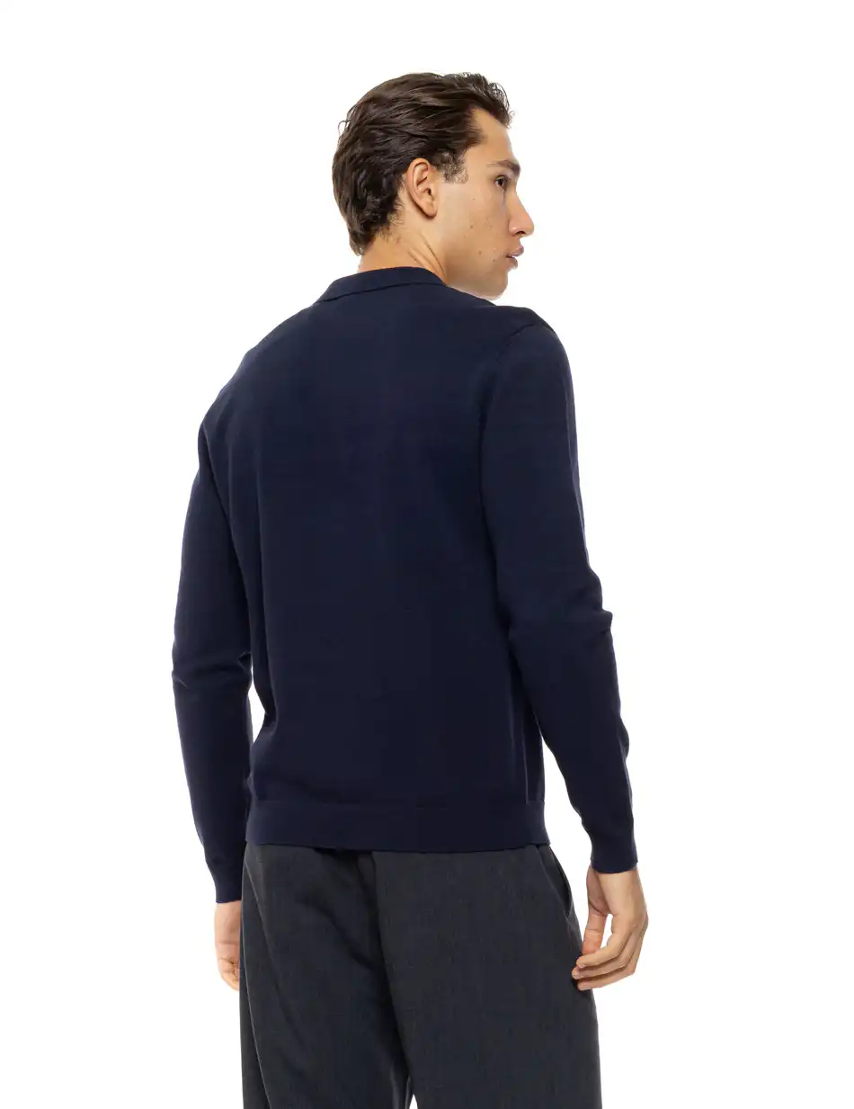 Biston Ανδρική πλεκτή μπλούζα με γιακά και φερμουάρ 54-206-012 NAVY