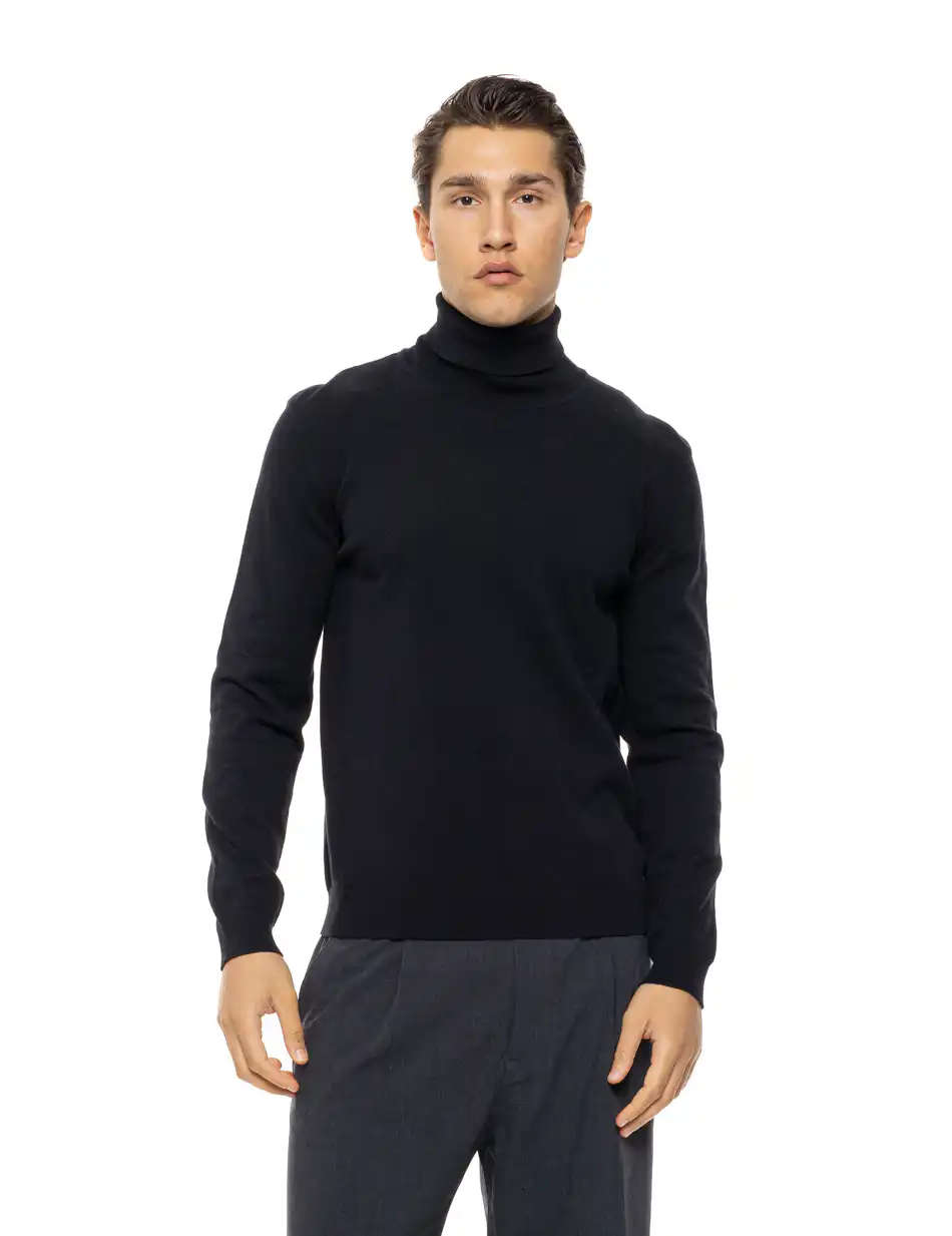 Biston Ανδρική πλεκτή μπλούζα ζιβάγκο 54-206-013 BLACK