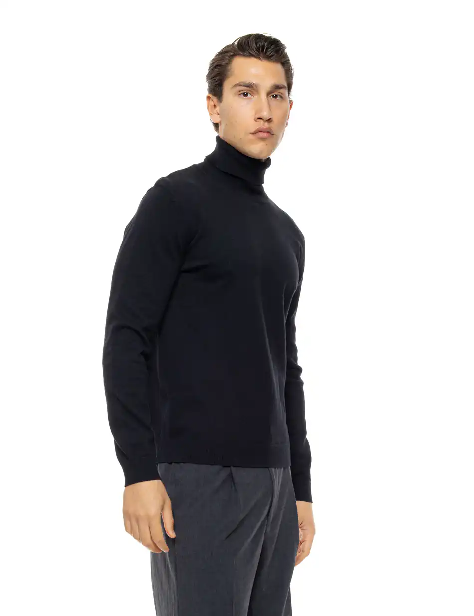 Biston Ανδρική πλεκτή μπλούζα ζιβάγκο 54-206-013 BLACK