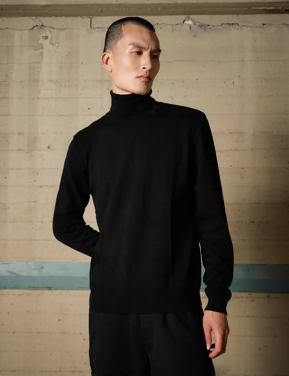 Biston Ανδρική πλεκτή μπλούζα ζιβάγκο 54-206-013 BLACK