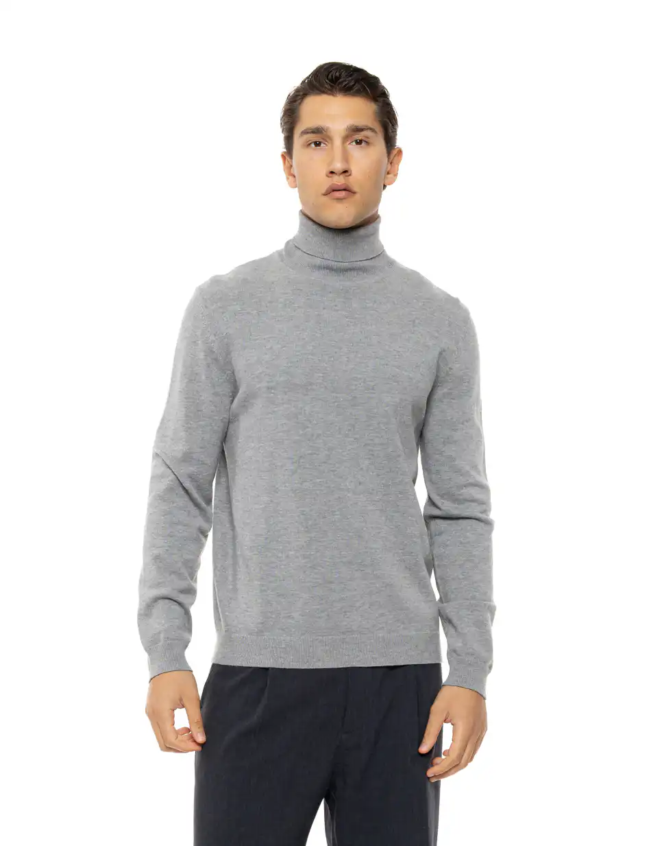 Biston Ανδρική πλεκτή μπλούζα ζιβάγκο 54-206-013 GREY