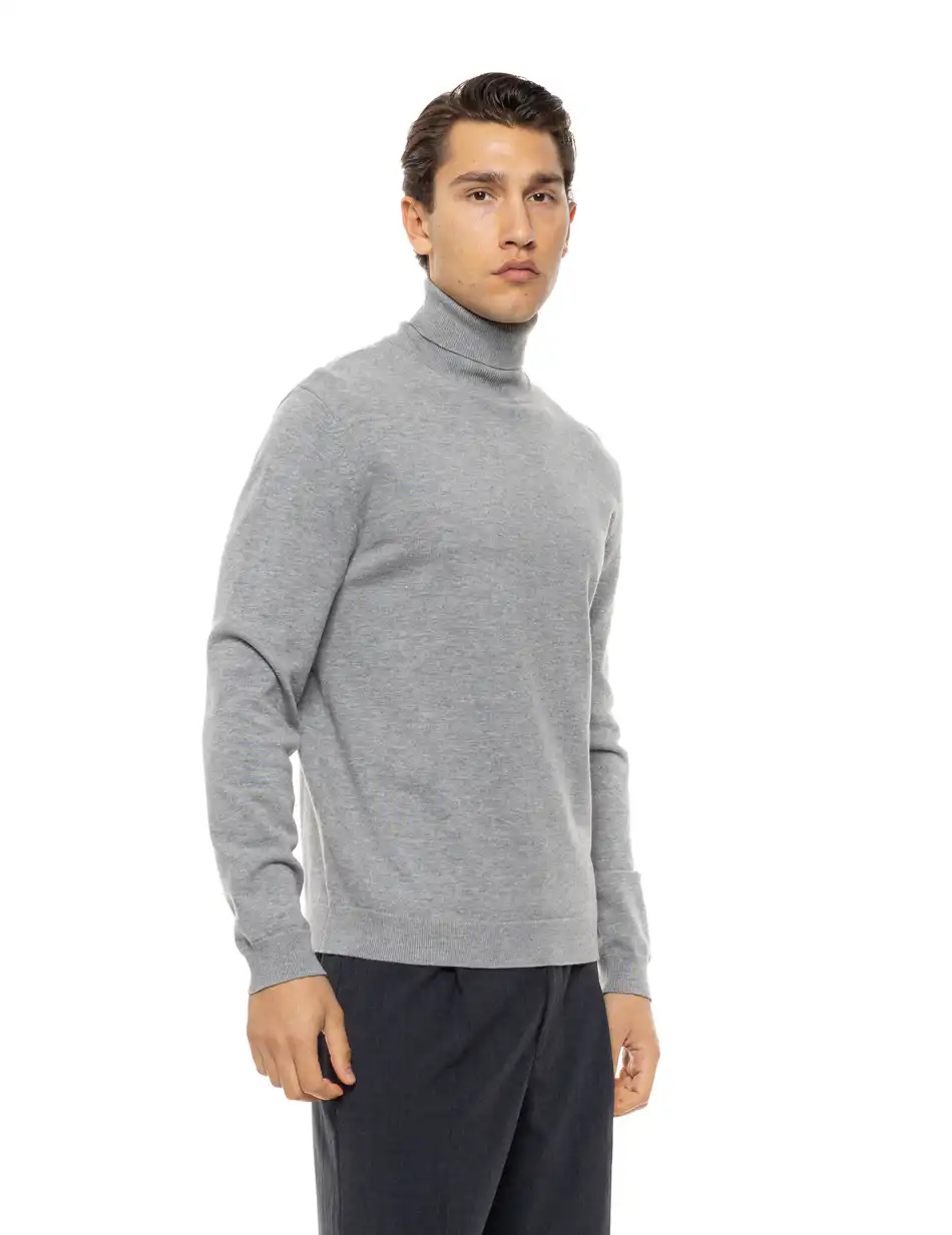 Biston Ανδρική πλεκτή μπλούζα ζιβάγκο 54-206-013 GREY