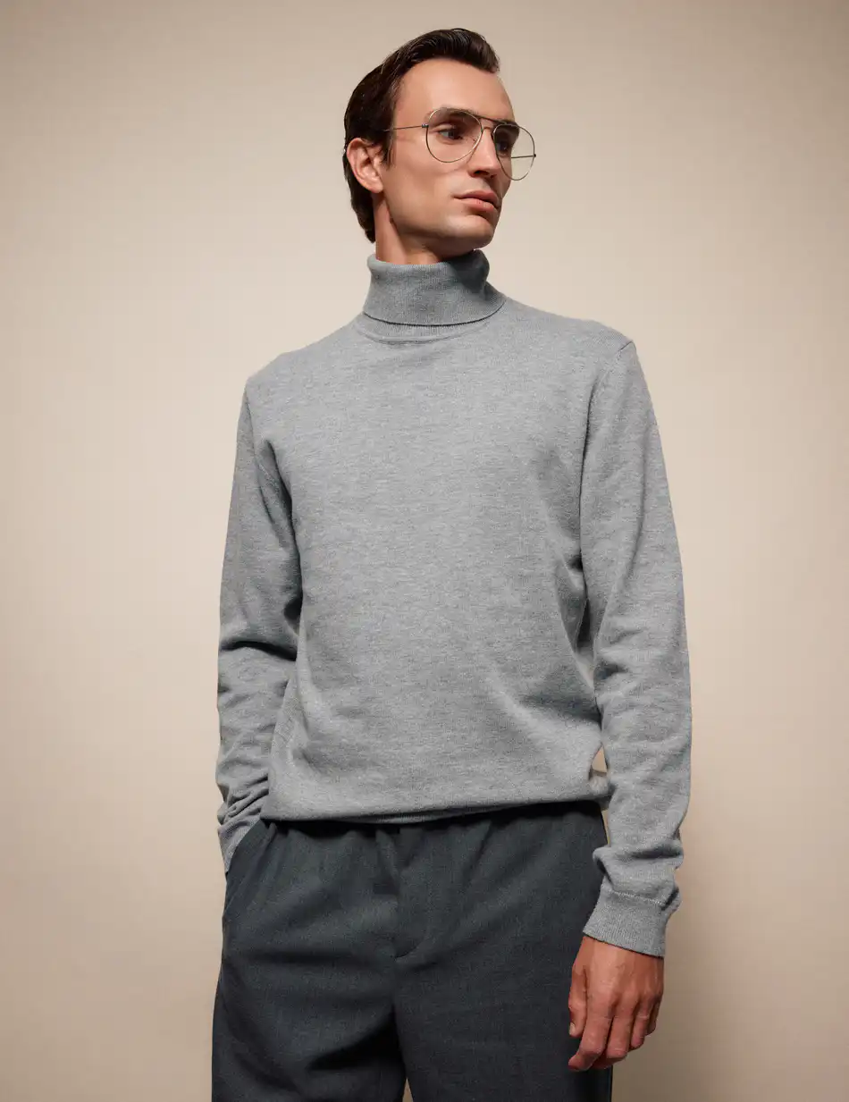 Biston Ανδρική πλεκτή μπλούζα ζιβάγκο 54-206-013 GREY