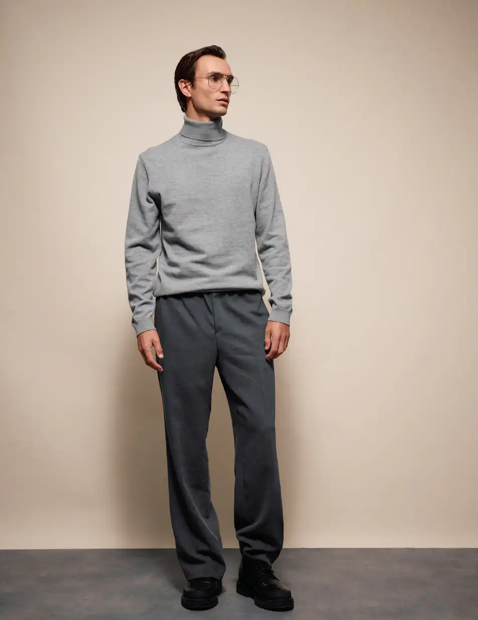 Biston Ανδρική πλεκτή μπλούζα ζιβάγκο 54-206-013 GREY