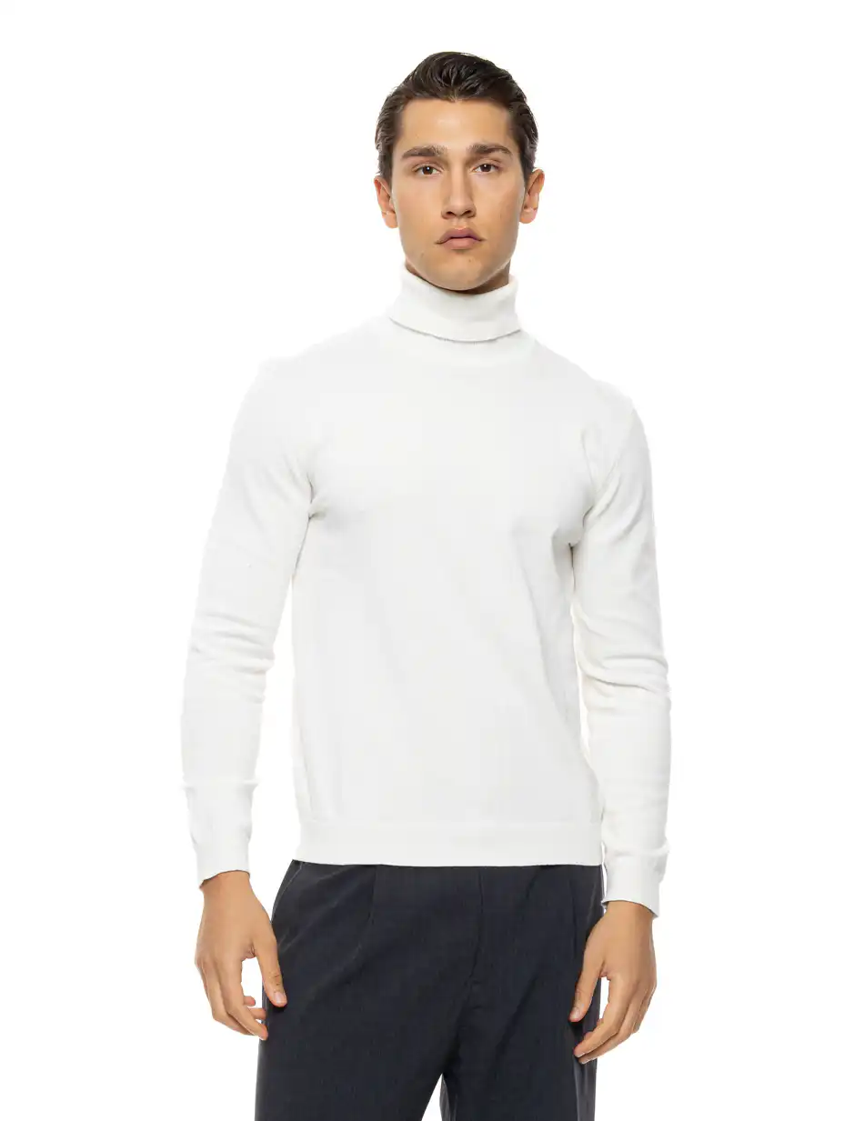 Biston Ανδρική πλεκτή μπλούζα ζιβάγκο 54-206-013 WHITE