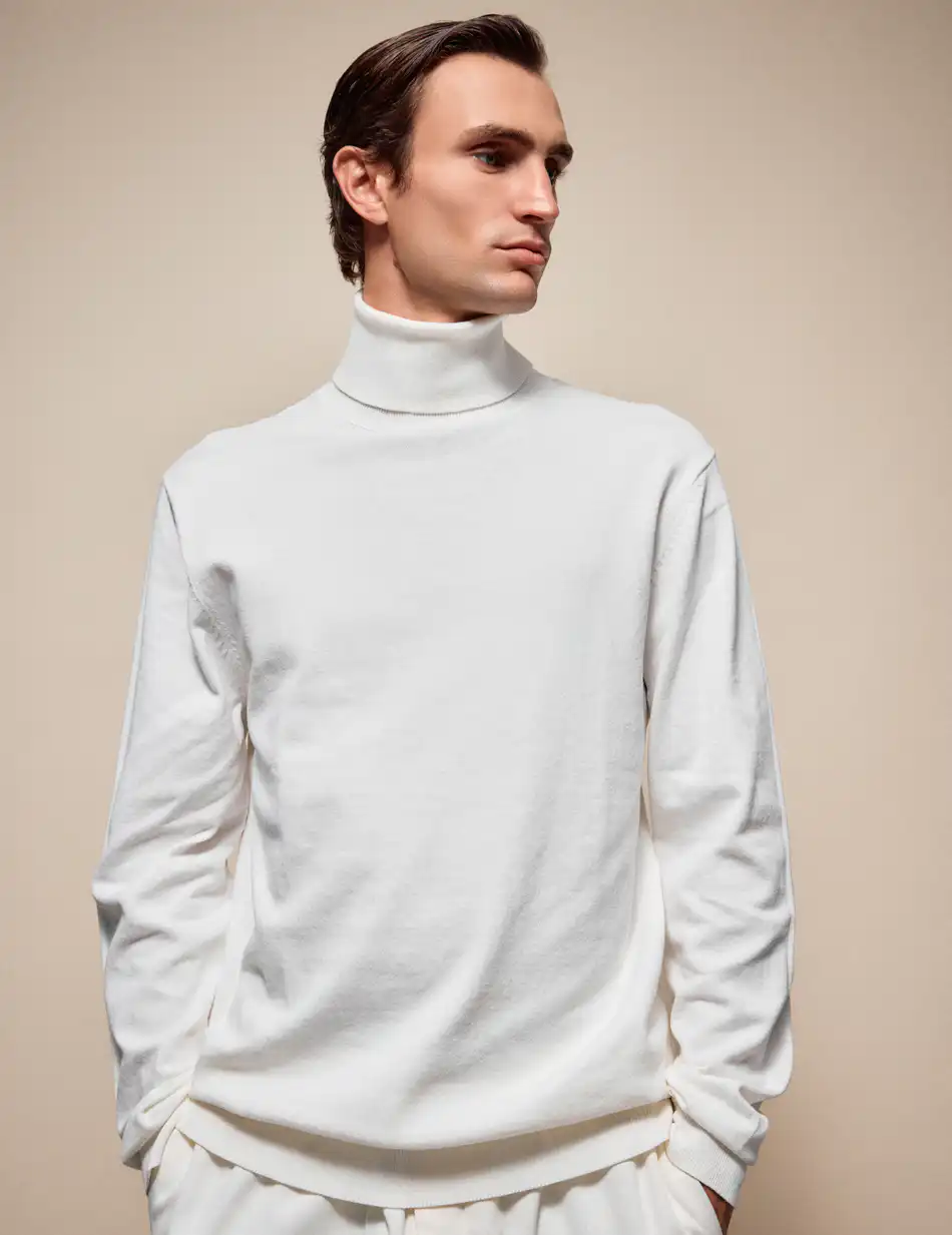 Biston Ανδρική πλεκτή μπλούζα ζιβάγκο 54-206-013 WHITE