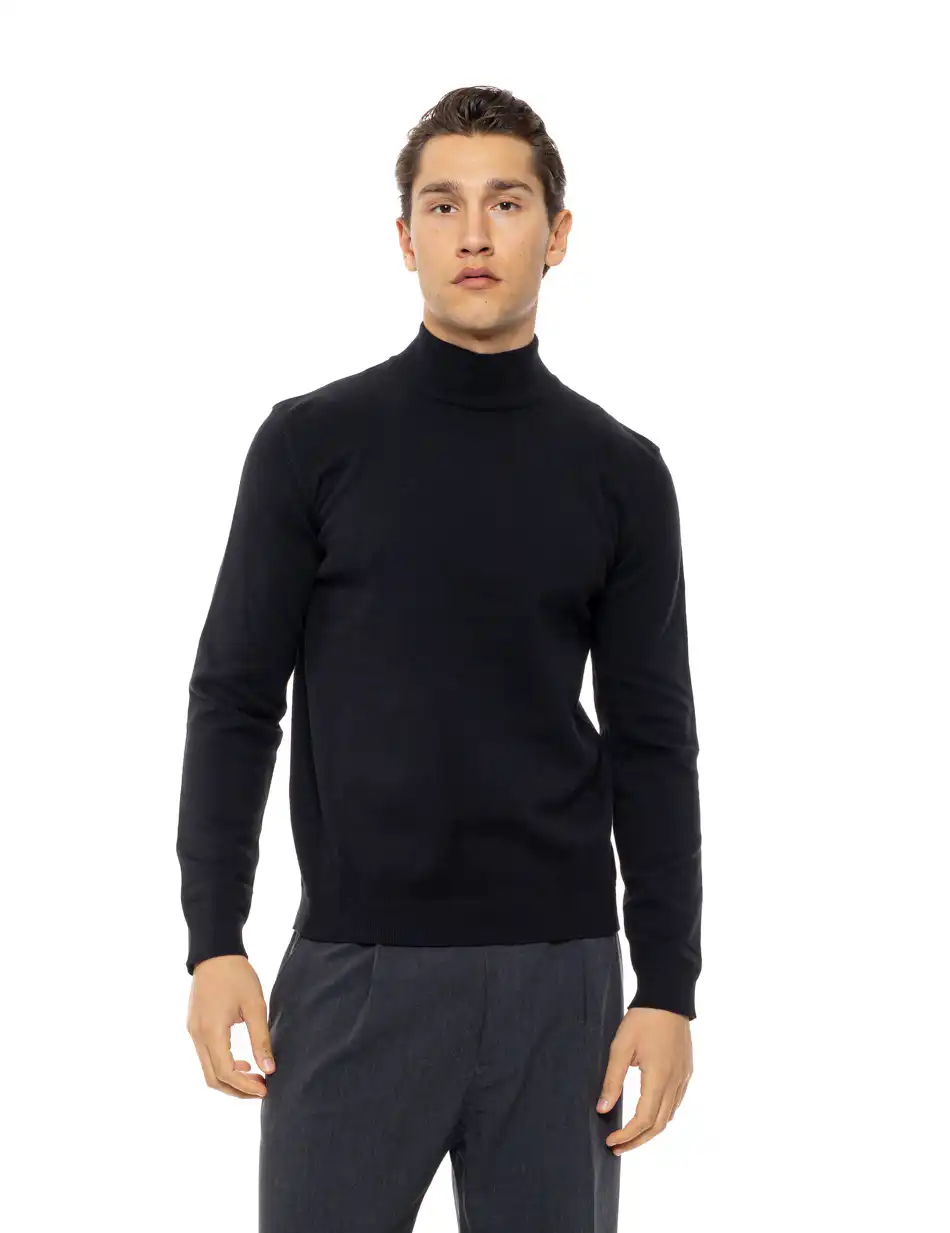 Biston Ανδρική πλεκτή μπλούζα ζιβάγκο 54-206-014 BLACK