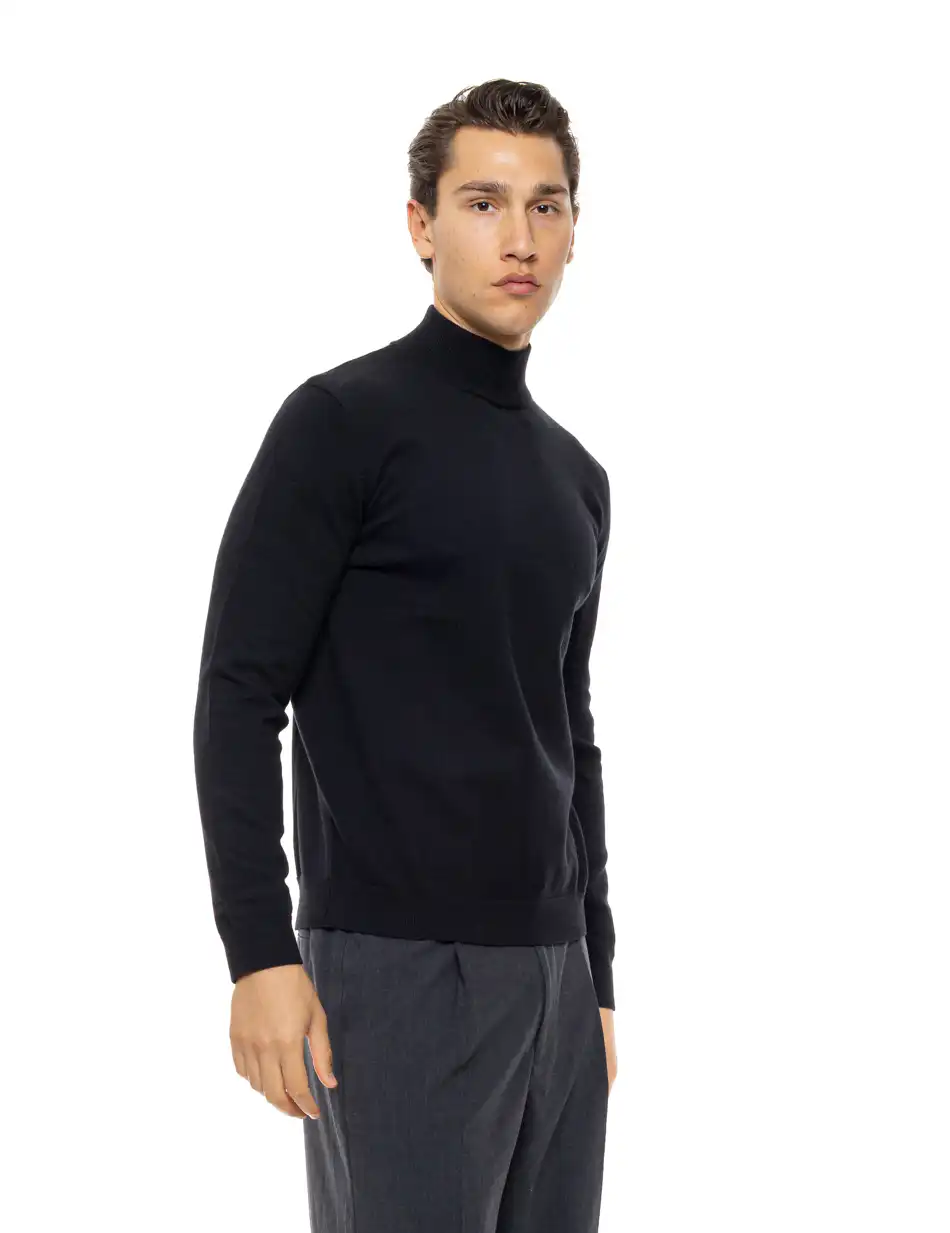 Biston Ανδρική πλεκτή μπλούζα ζιβάγκο 54-206-014 BLACK