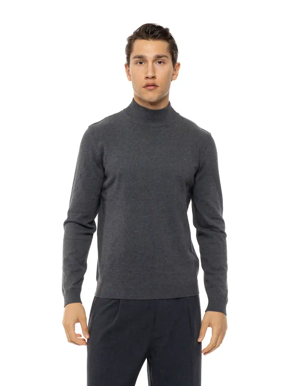 Biston Ανδρική πλεκτή μπλούζα ζιβάγκο 54-206-014 DK GREY