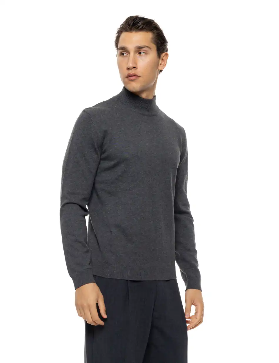 Biston Ανδρική πλεκτή μπλούζα ζιβάγκο 54-206-014 DK GREY