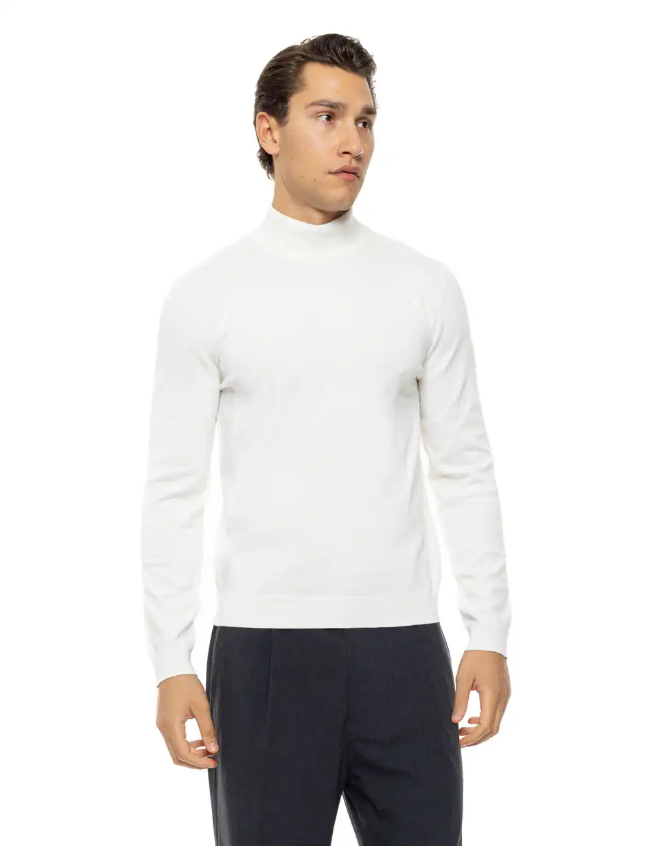 Biston Ανδρική πλεκτή μπλούζα ζιβάγκο 54-206-014 WHITE