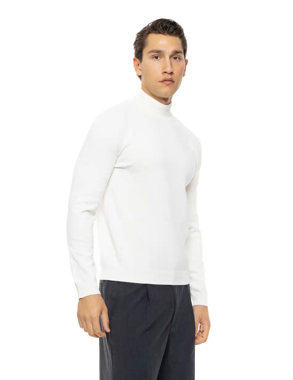 Biston Ανδρική πλεκτή μπλούζα ζιβάγκο 54-206-014 WHITE