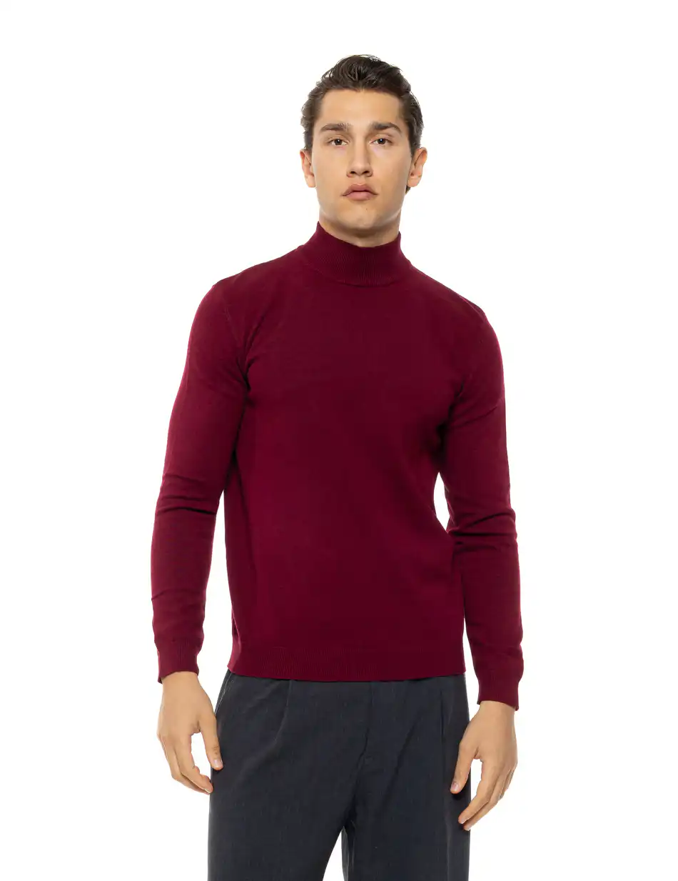 Biston Ανδρική πλεκτή μπλούζα ζιβάγκο 54-206-014 WINE RED