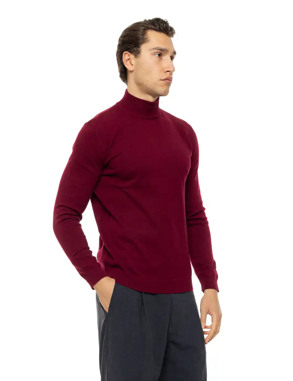 Biston Ανδρική πλεκτή μπλούζα ζιβάγκο 54-206-014 WINE RED