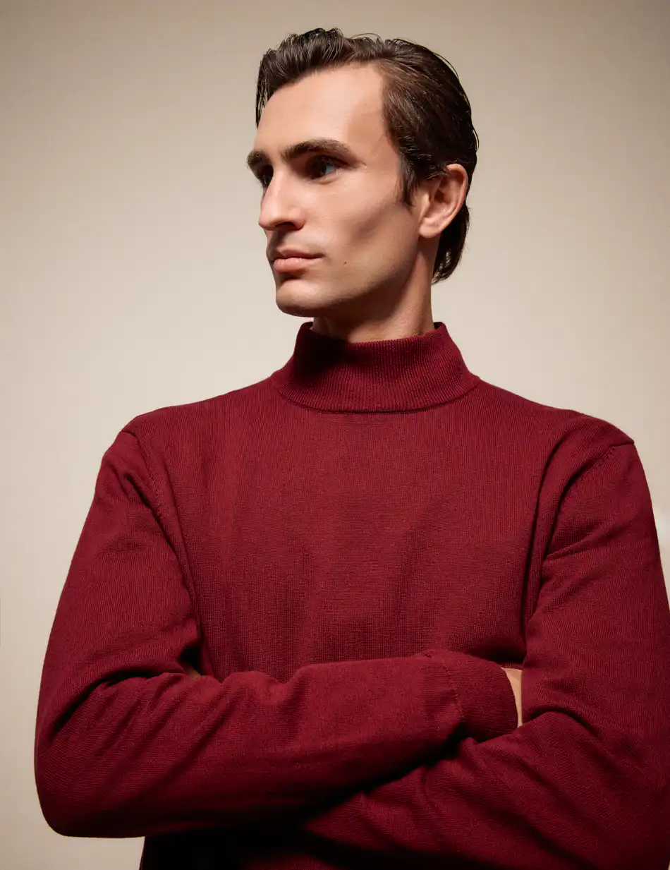 Biston Ανδρική πλεκτή μπλούζα ζιβάγκο 54-206-014 WINE RED