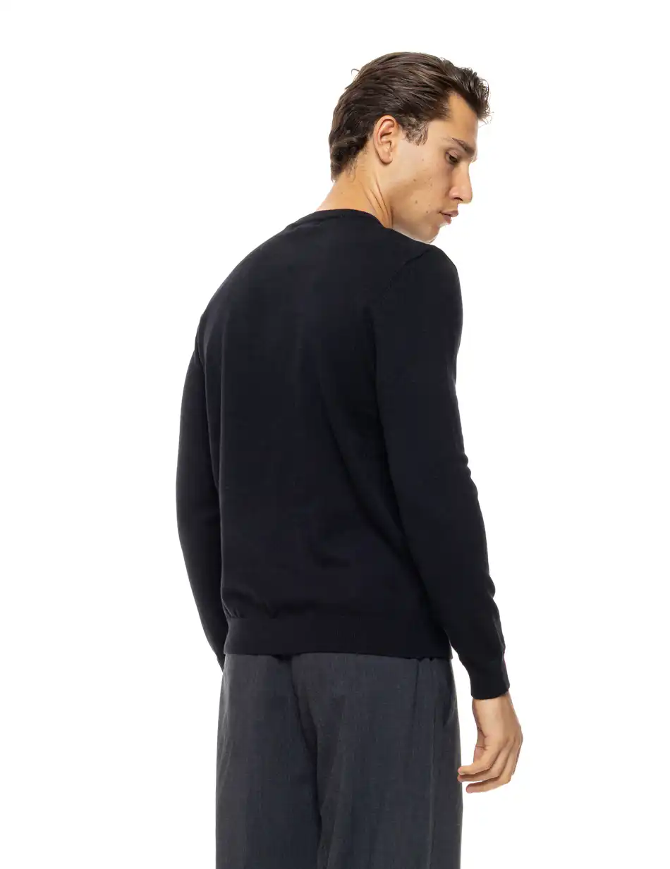 Biston Ανδρική πλεκτή μπλούζα με στρόγγυλο λαιμό 54-206-015 BLACK