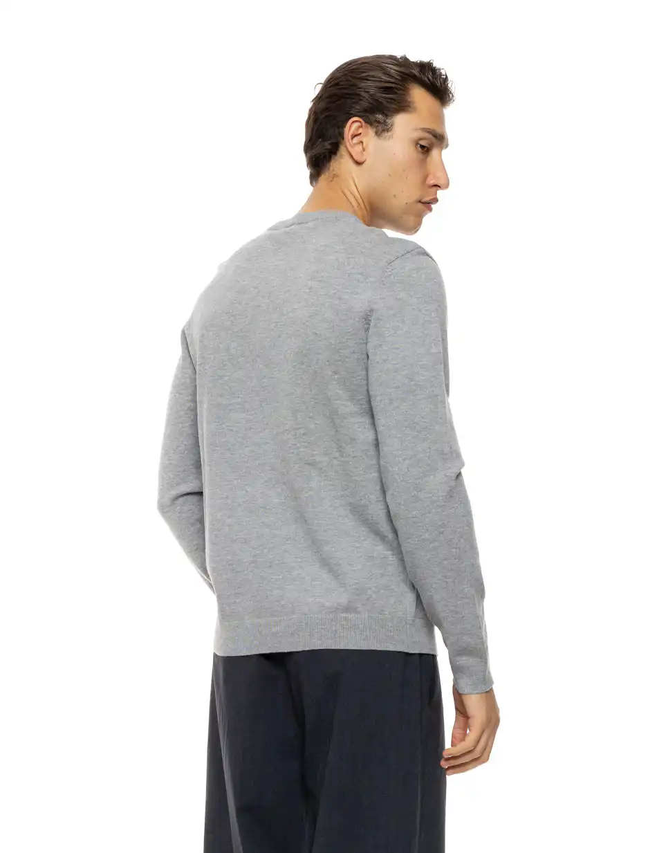 Biston Ανδρική πλεκτή μπλούζα με στρόγγυλο λαιμό 54-206-015 GREY