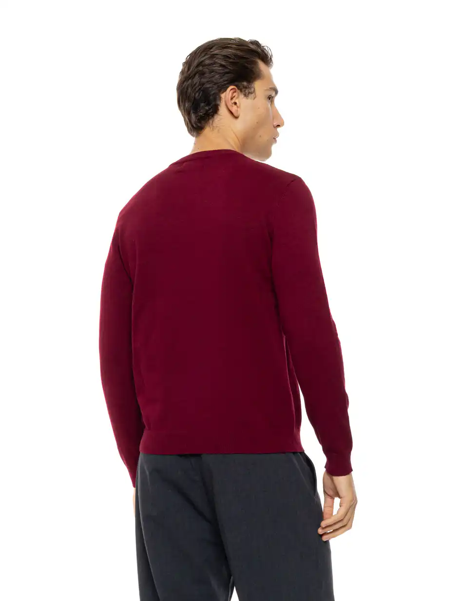 Biston Ανδρική πλεκτή μπλούζα με στρόγγυλο λαιμό 54-206-015 WINE RED