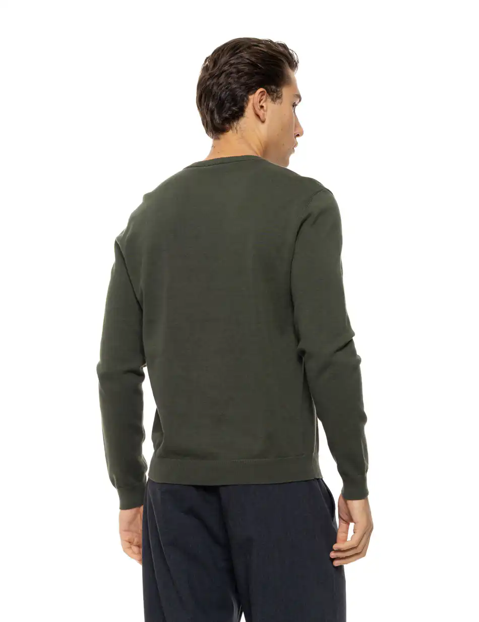 Biston Ανδρική πλεκτή μπλούζα με στρόγγυλο λαιμό 54-206-015 DK GREEN