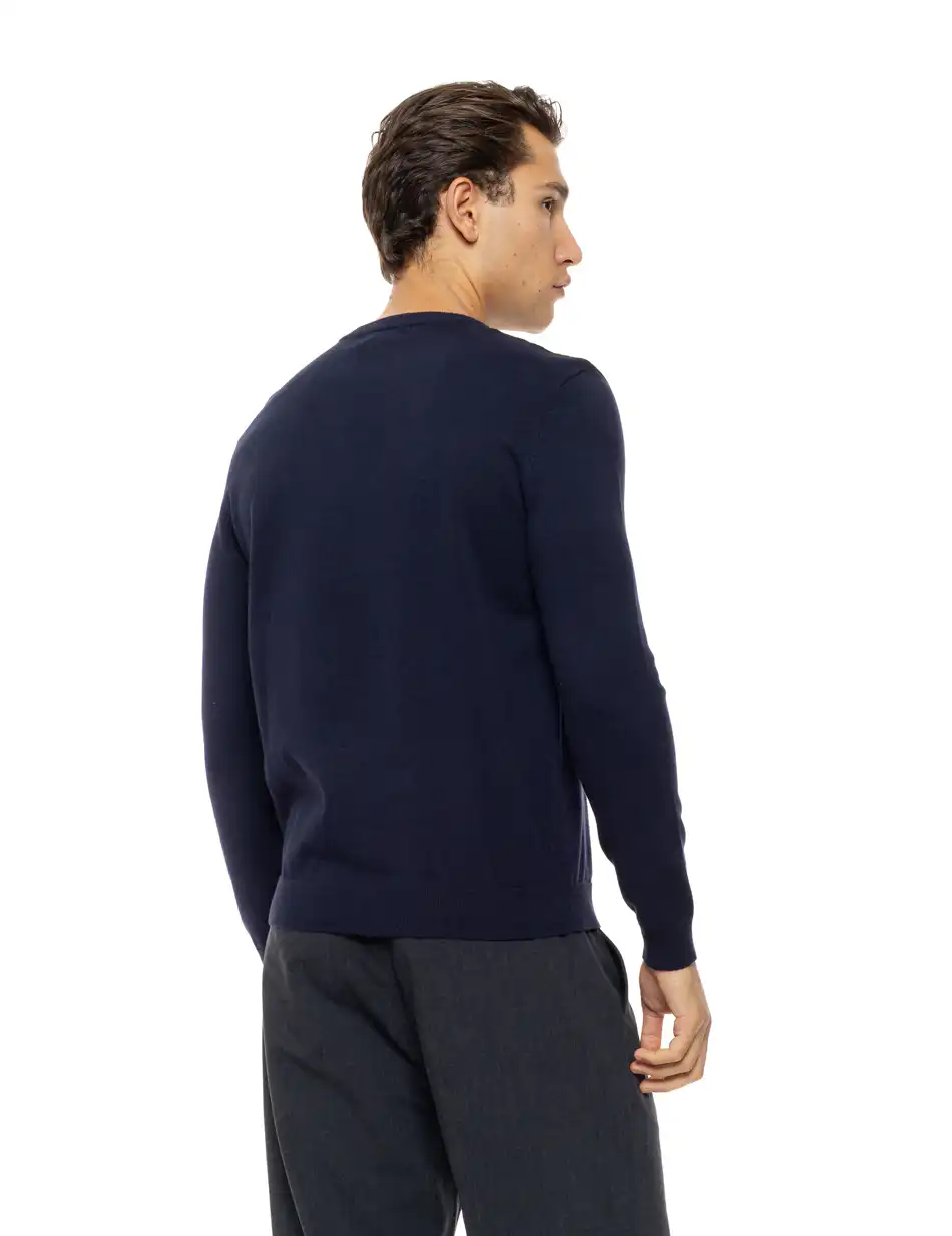 Biston Ανδρική πλεκτή μπλούζα με στρόγγυλο λαιμό 54-206-015 NAVY