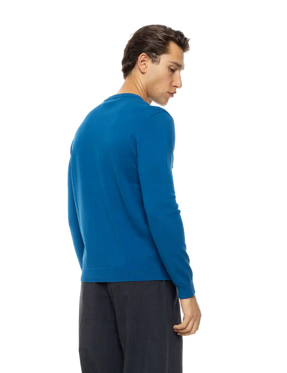 Biston Ανδρική πλεκτή μπλούζα με στρόγγυλο λαιμό 54-206-015 PETROL