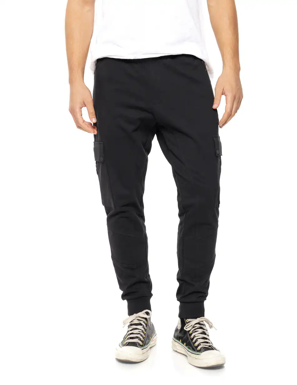 B' Ανδρικό φούτερ cargo παντελονι 54-241-005 BLACK