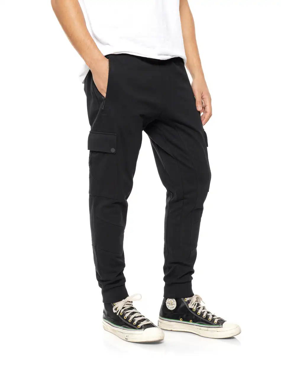 B' Ανδρικό φούτερ cargo παντελονι 54-241-005 BLACK