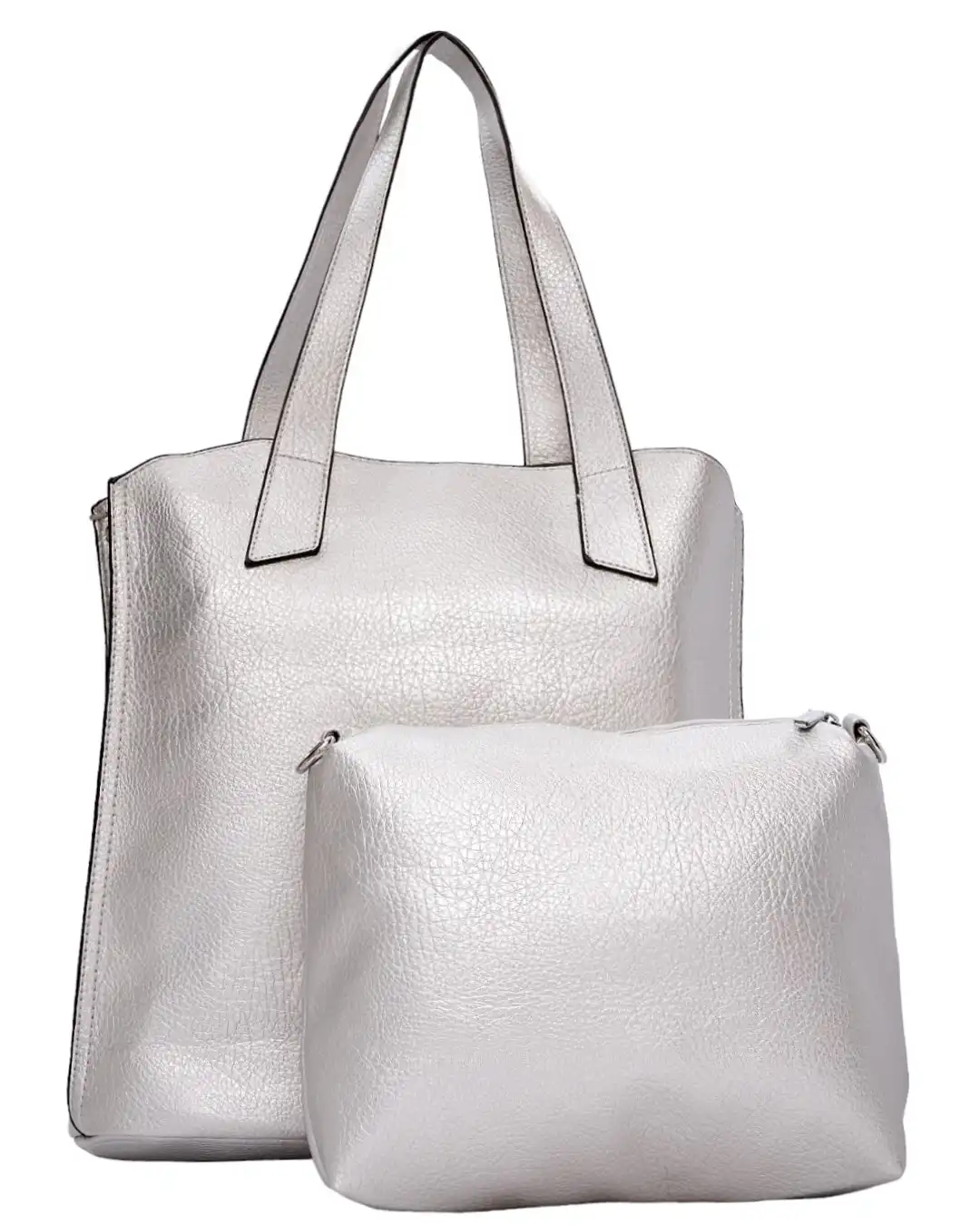 Τσάντα ώμου με νεσεσέρ - SP20083 - Ασημί