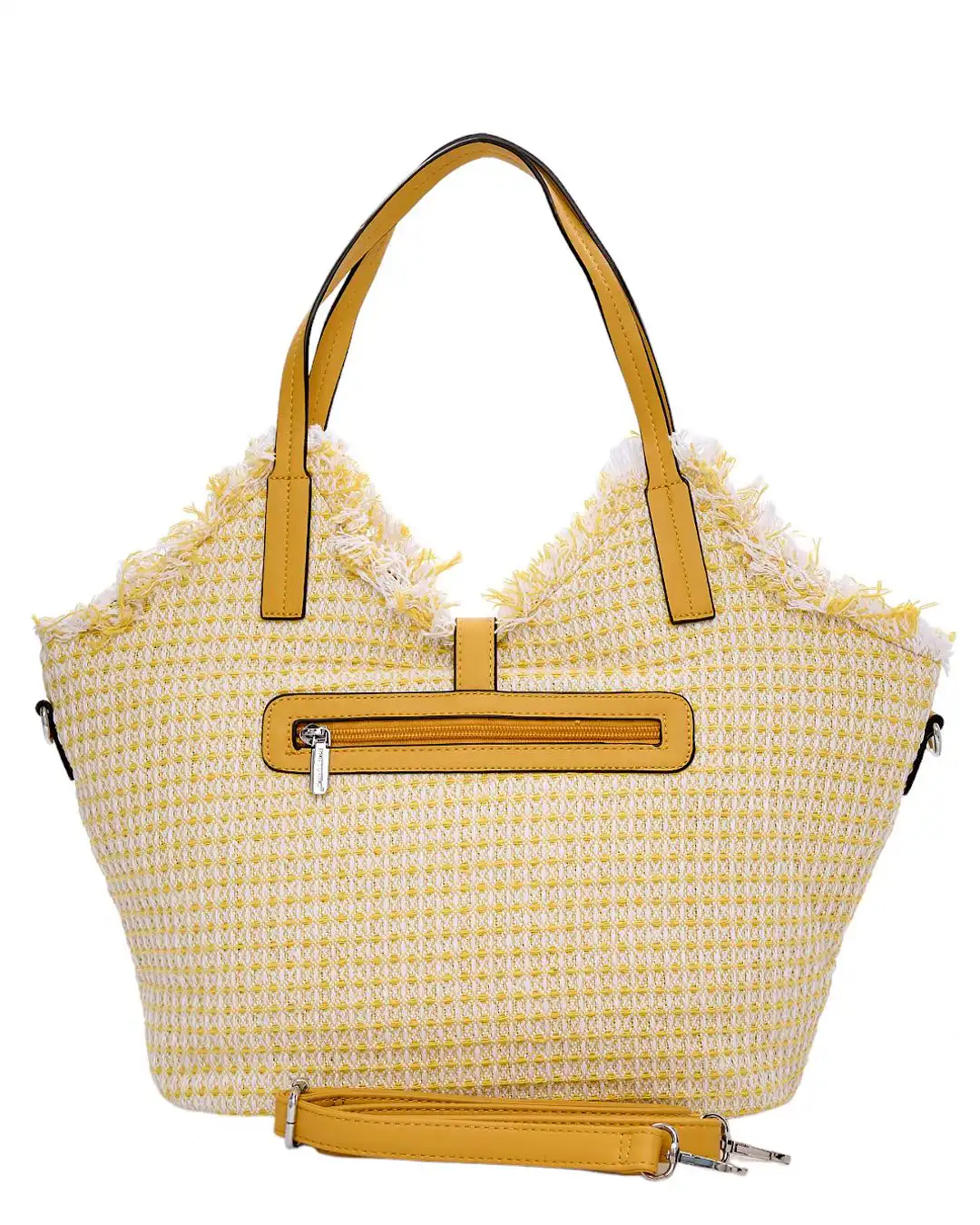 Ψάθινη τσάντα ώμου BY-31402 - Κίτρινο